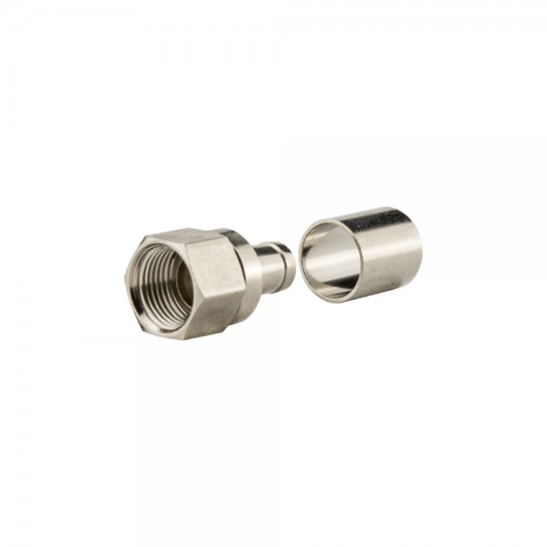 F-Stecker, crimpbar, Außenmantel 6,8mm lose